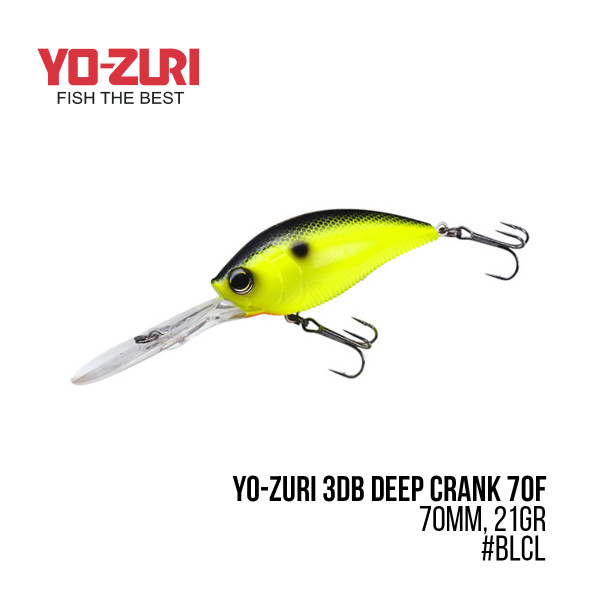 На фото Воблер Yo-Zuri 3DR Deep Crank 70F (70mm, 21gr)