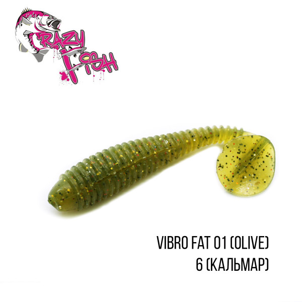 Приманка Crazy Fish  Vibro Fat 01 (olive) 5 шт