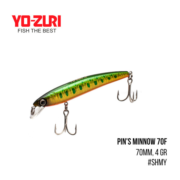 Воблер Yo-Zuri Pin'S Minnow 70F (70mm, 4 gr,)
