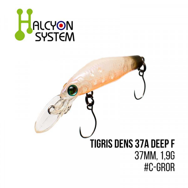 На фото Воблер Halcyon System Tigris Dens 37A Deep F (37mm, 1,9g)