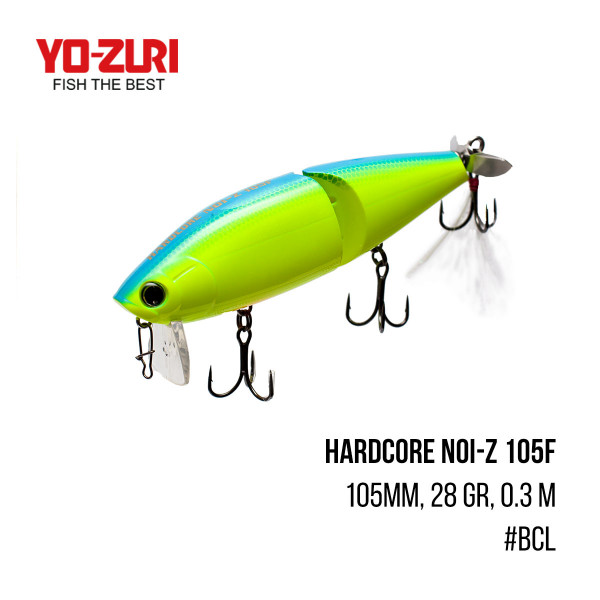 На фото Воблер Yo-Zuri Hardcore NOI-Z 105F (105mm, 28 gr, 0.3 m)