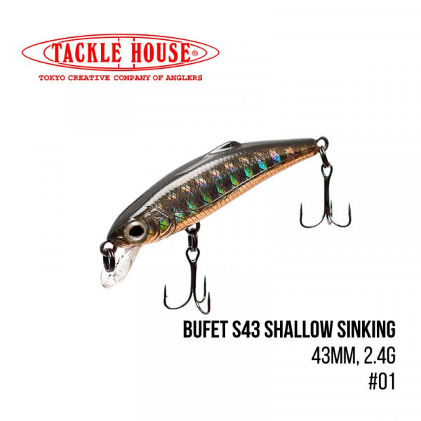На фото Воблер Tackle House Bufet S43 Shallow Sinking (43mm, 2.4g,)