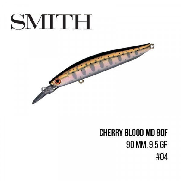 На фото Воблер Smith Cherry Blood MD 90F (90mm, 9,5g)
